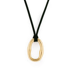 Dolce Necklace - Gold Plated: Black Rope