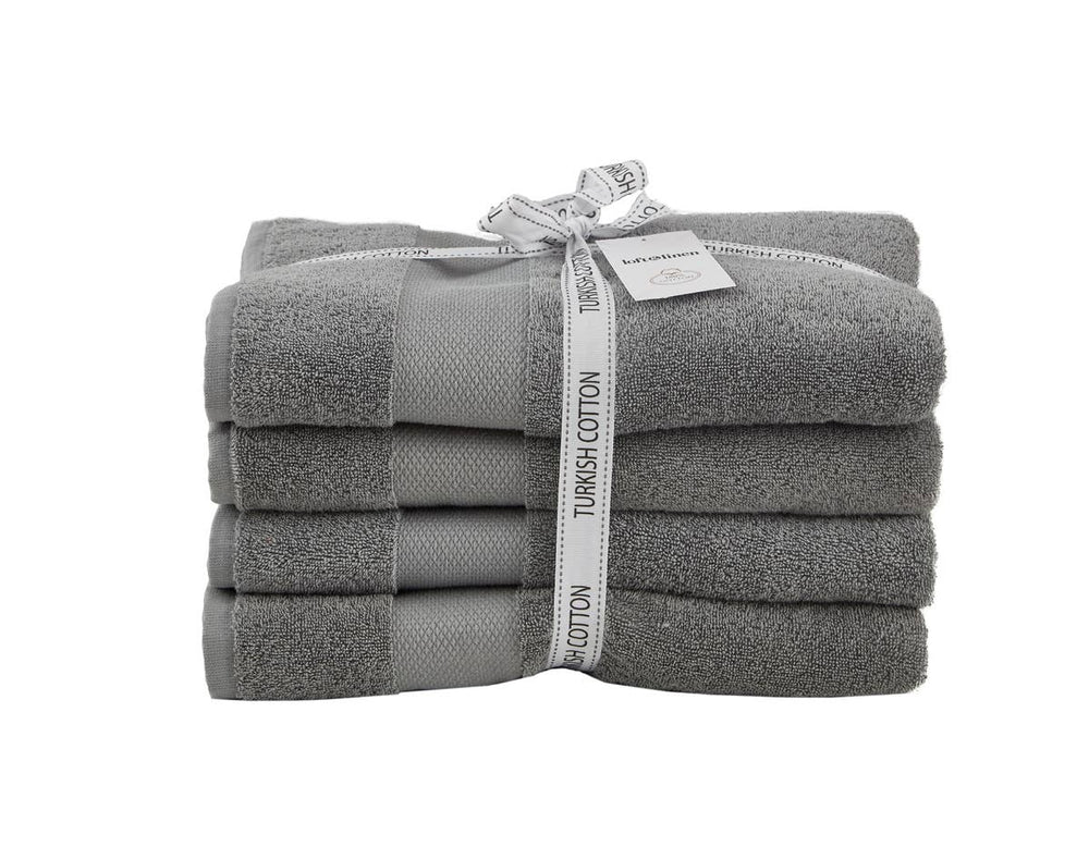 Fabstyles Diamond Turkish Towel Set of 4: Grey