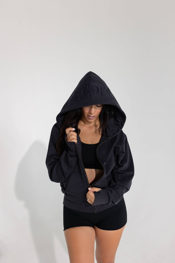 Zip Up and Go Hoodie: Charcoal Grey / S