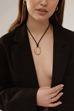 Dolce Necklace - Gold Plated: Black Rope