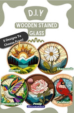 Wooden Stained Glass Paint Kit-Hummingbird