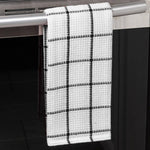 Fabstyles Solo Waffle Cotton Kitchen Towel Set Of 4: Black