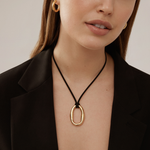 Dolce Necklace - Gold Plated: Black Rope