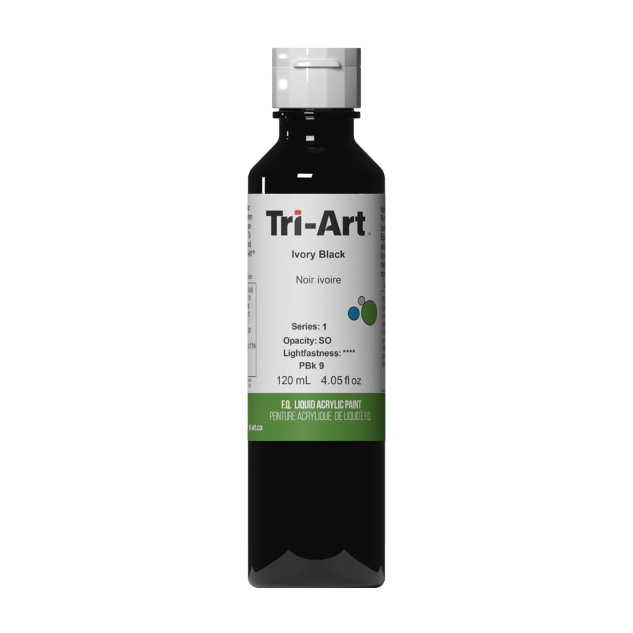 Tri-Art Liquid Acrylics All Sizes: Ivory Black / 120mL